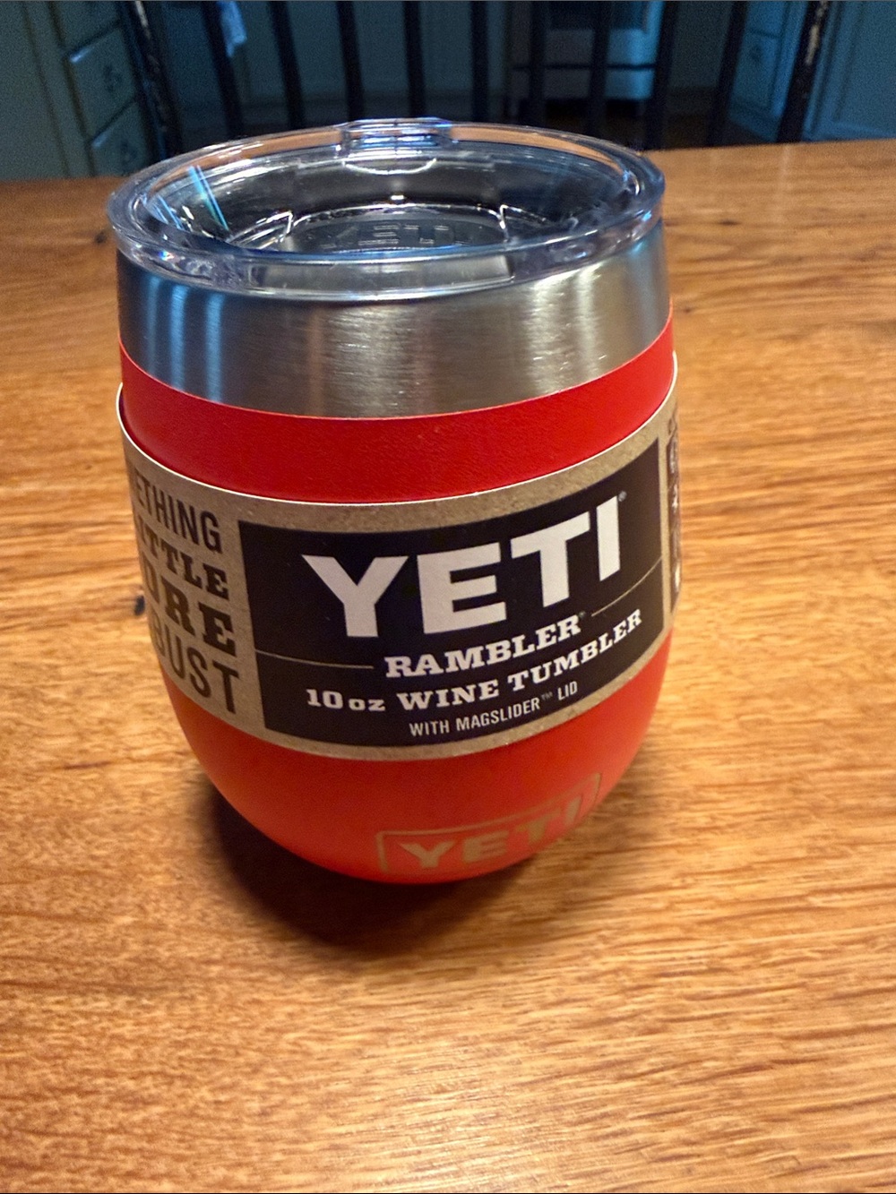 Yeti Rambler 10oz Wine Tumbler - Red with Stainless Steel Rim and Clear Lid